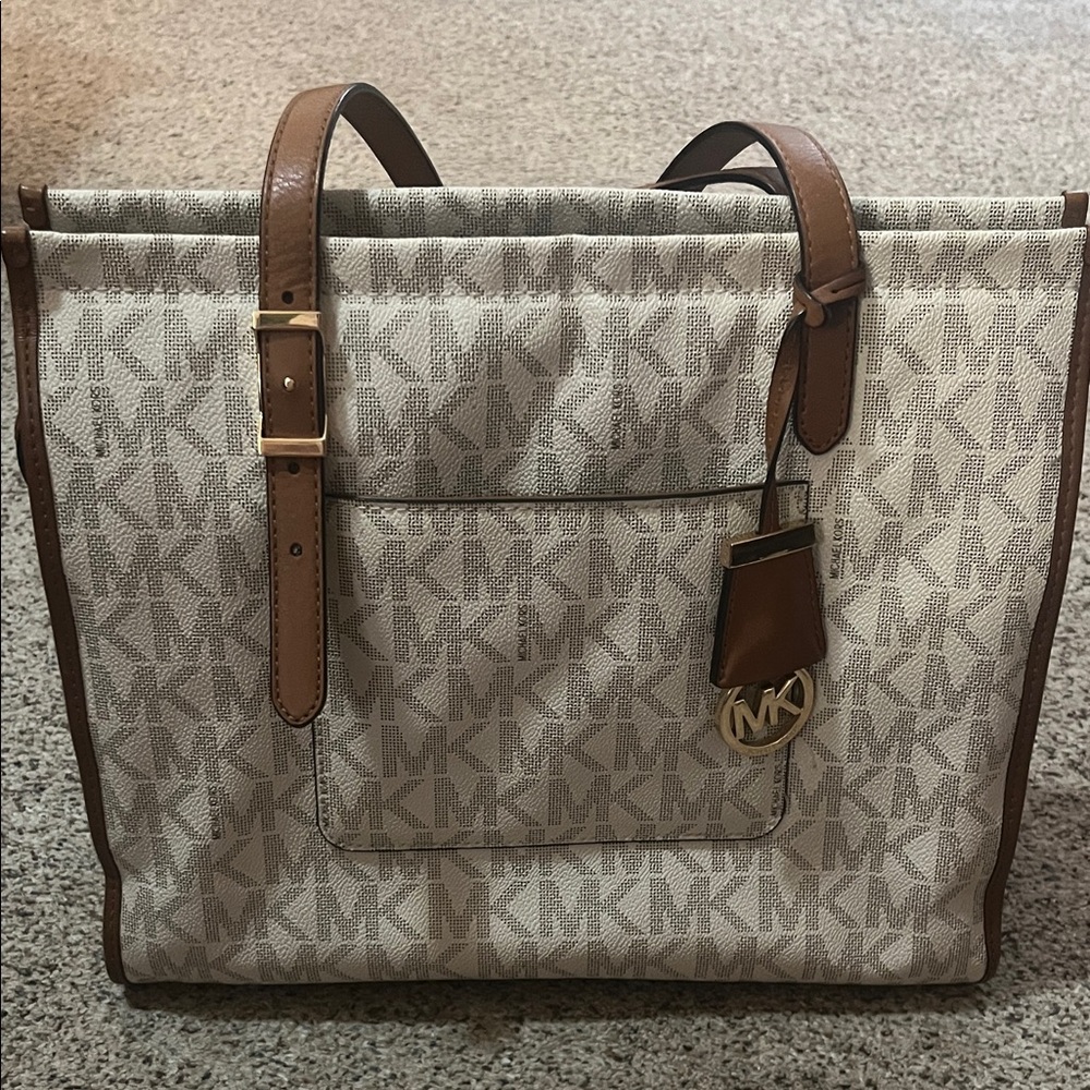 Michael Kors Beige and Brown Monogram Tote